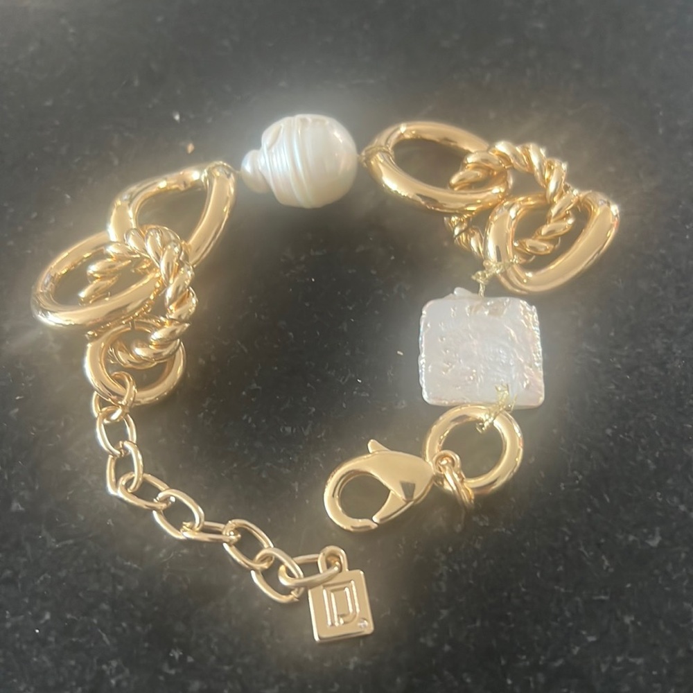 Dannijo gold chain and pearl bracelet